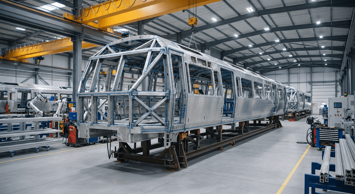 Lightweight aluminium railway coach structure